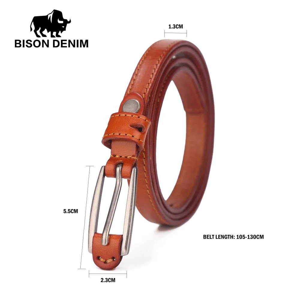 Женский ремень BISON DENIM из натуральной кожи с пряжкой воловьей высокого качества
