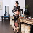 Размера плюс XXXL женское классическое Ципао элегантное вечервечерние платье из искусственного шелка с цветочным принтом традиционное китайское платье Ципао с воротником-стойкой