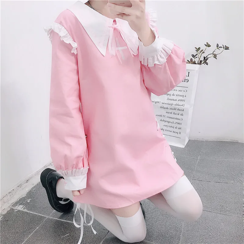 Woherb Kawaii, японское джинсовое платье с длинным рукавом, женские милые бандажные мини-платья,, летние готические платья 21597