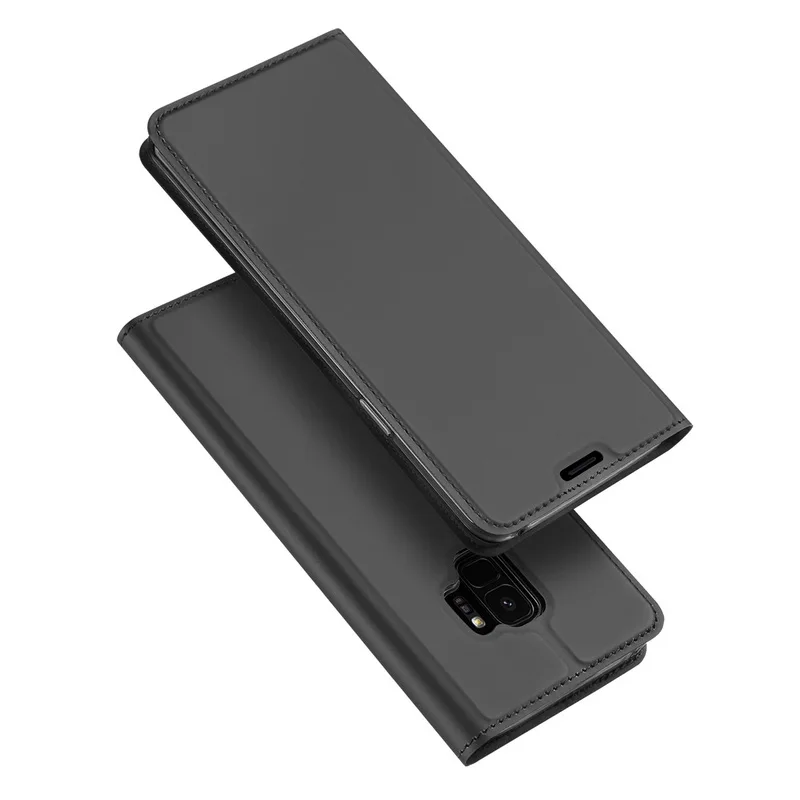 Магнитный кожаный чехол флип-чехол для samsung Galaxy S10 S9 S8 плюс S7 Edge Note 8 9 A7 A9 J4 J6 J8 A8 A6 A5 A3 J3 J5 J7 - Цвет: Gray