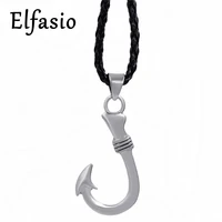 mens womens fishing hook design silver gold tone pewter pendant with 24 free necklace p289