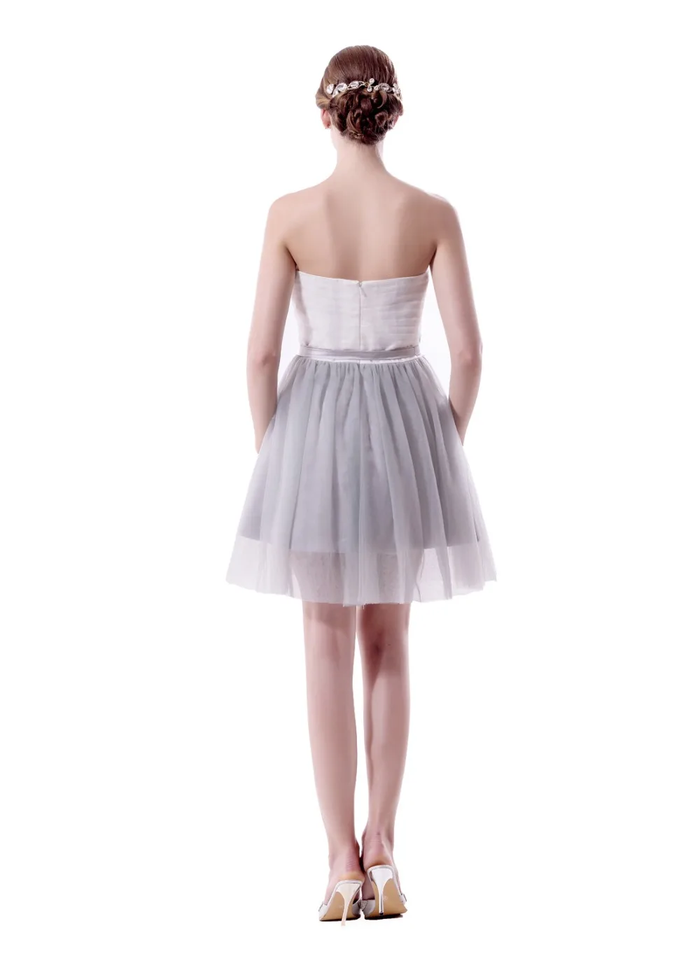 Sweetheart Short Tulle Bridesmaid Dress Appliques Zipper Back A Line Tull 2019 Wedding Party robe demoiselle d'h | Свадьбы и