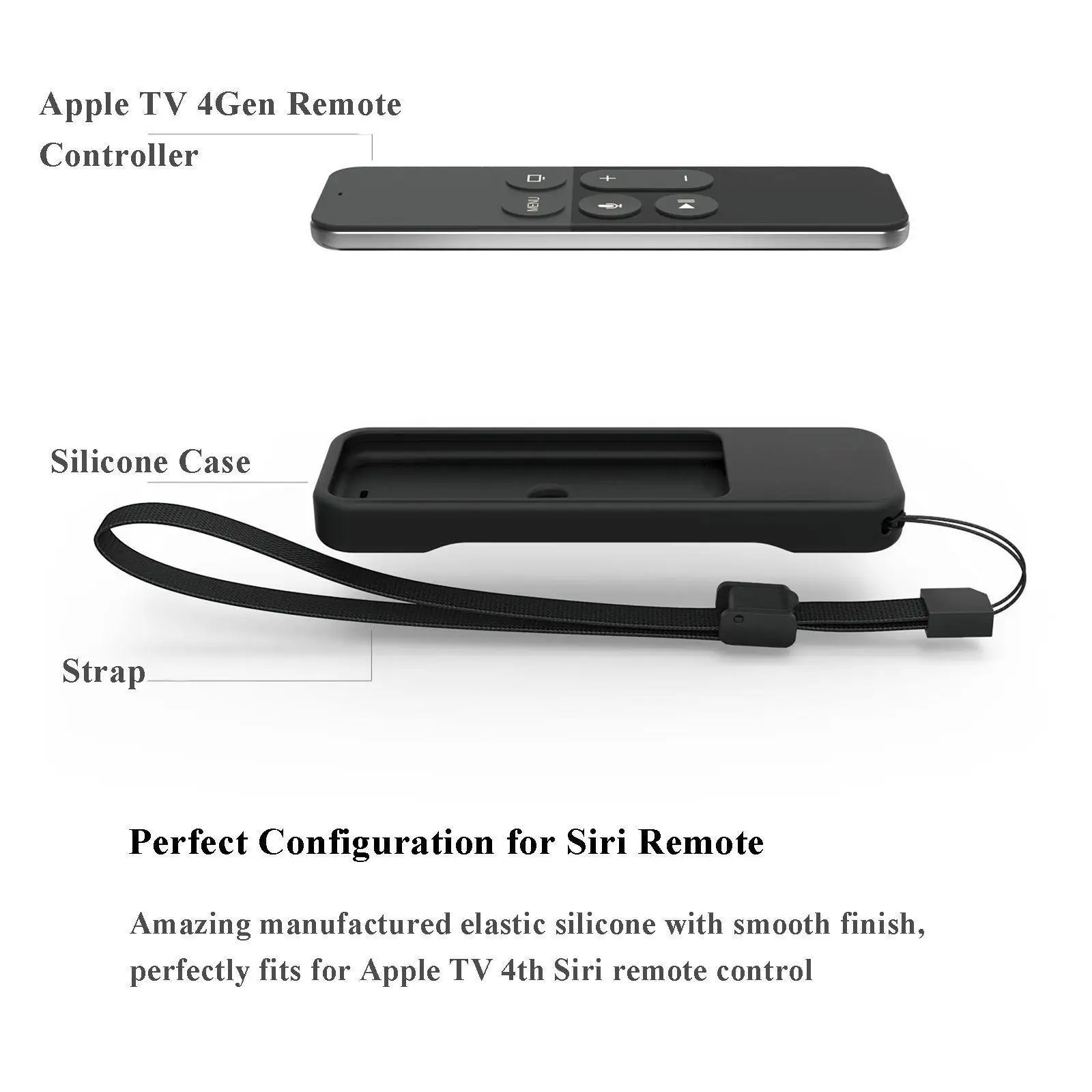 Силиконовый защитный чехол с ремешком для Apple TV 4 го поколения пульта