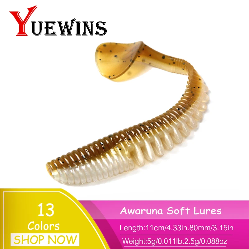 YUEWINS Awaruna рыболовные приманки shad Worm 11 см 5 г воблеры свимбейт Карп силиконовая