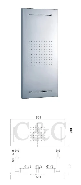 55X23 см насадка для душа с функцией осадков и водопада душ твердая латунь хром