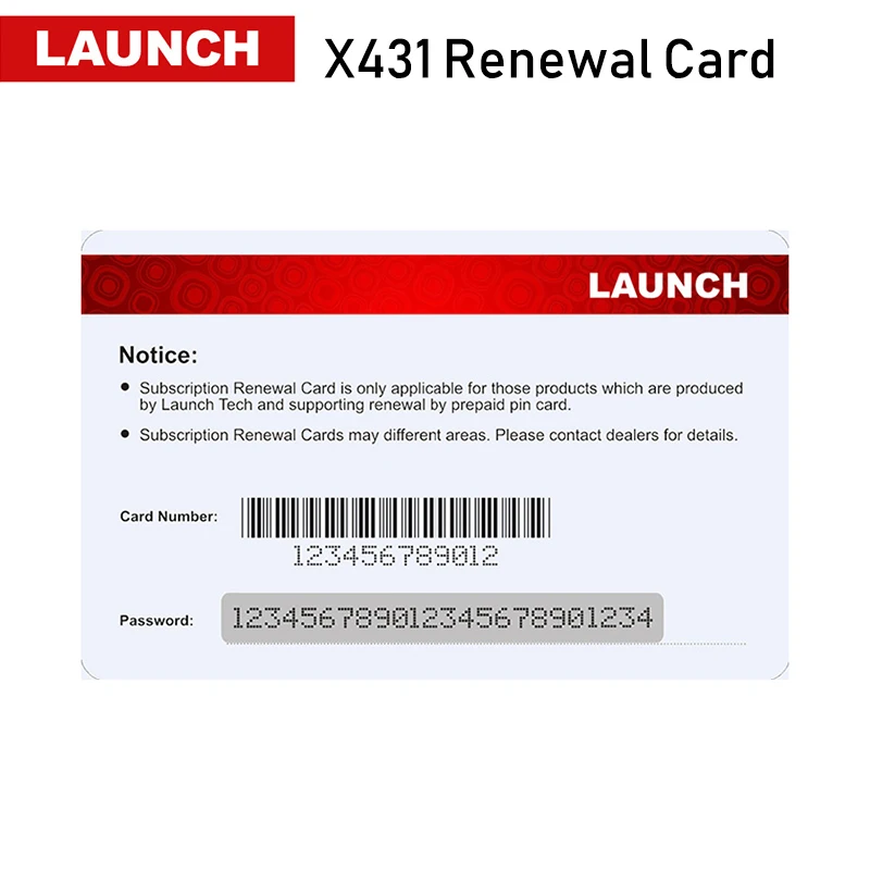 

Launch Renewal Card/Update Card/Pin card Extend 2 years' update time for x431 v+/v/pros mini/pro mini/HD/Diagun