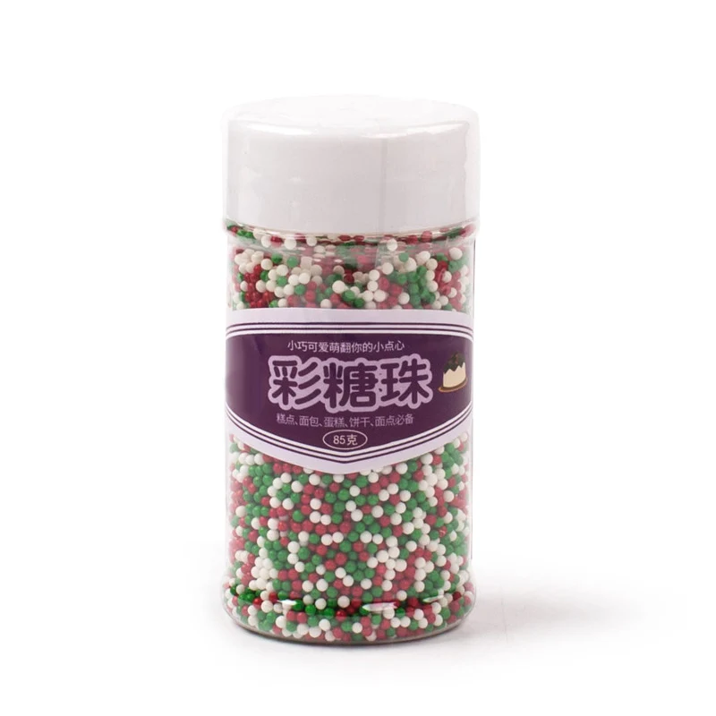 Red white green 85g 85 г маленькие бусины съедобный жемчуг сахарный шар помадка выпечка торта DIY силиконовый шоколад для украшения с помощью сахара конфеты fimo глина торт Декор - Цвет: Red white green 85g