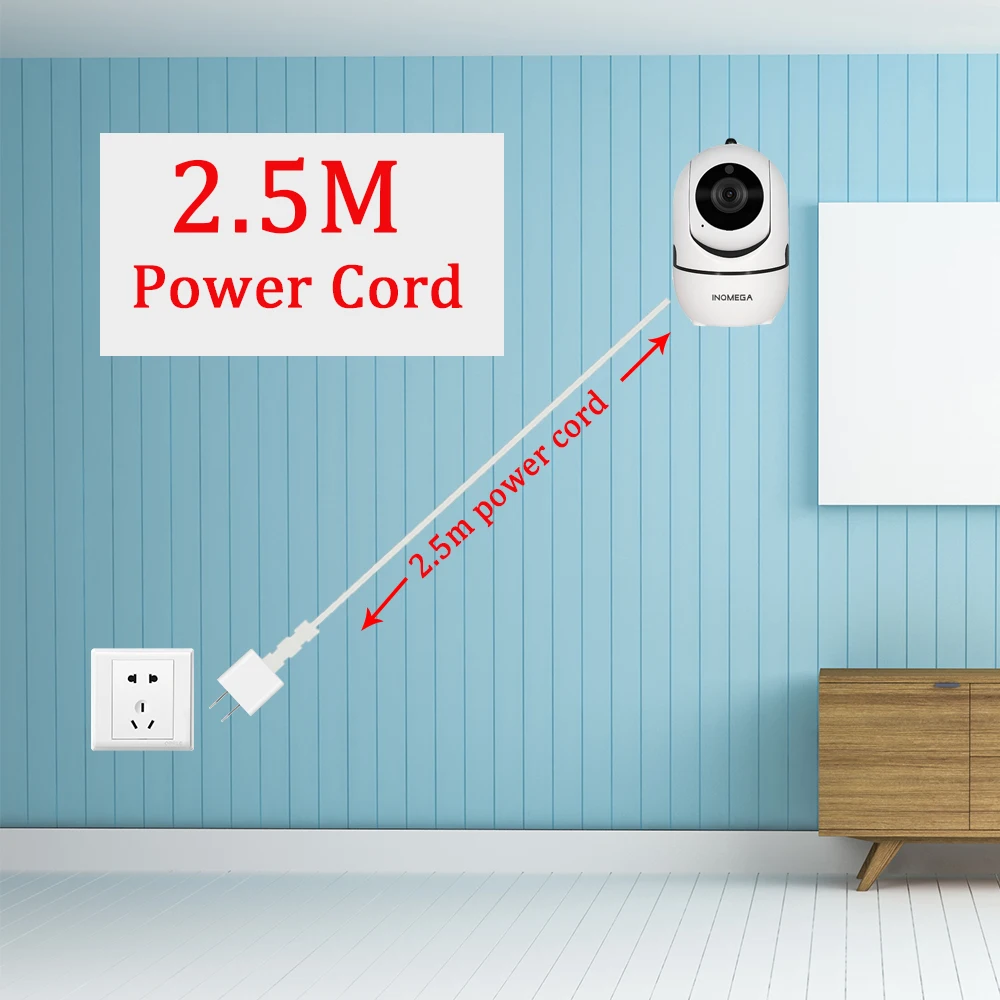 INQMEGA, длина 2,5 м, шнур питания для Amazon, облачное хранилище, Wi-Fi, камера для домашней безопасности, ip-камера наблюдения для APP-YCC365