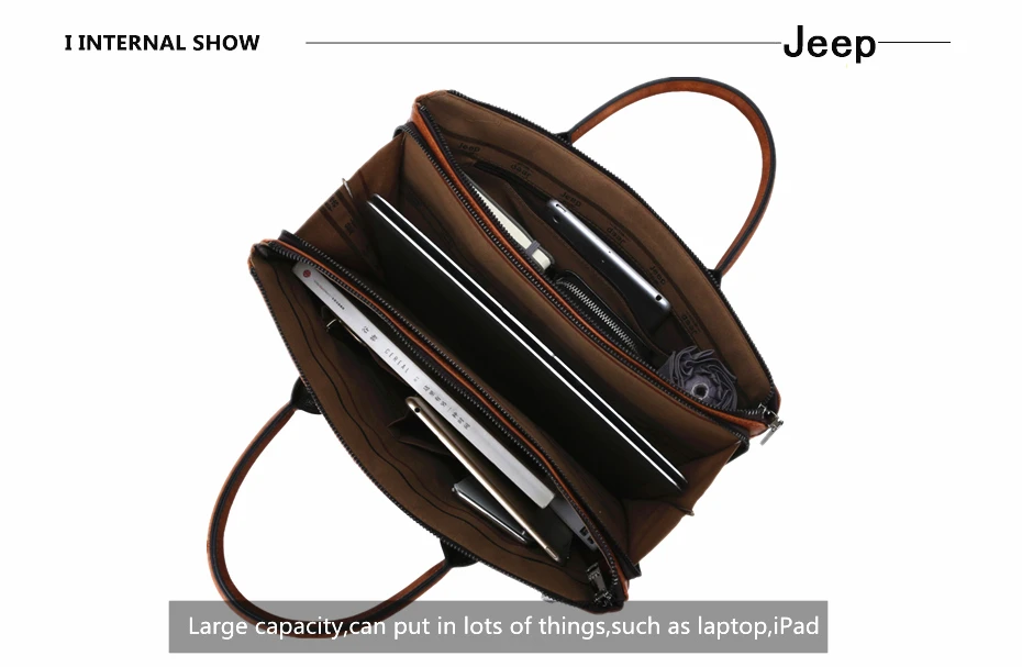 Мужской комплект сумка и кошелек jeep buluo, оранжевый портфель для ноутбука 14", деловая кожаная сумка с ремнем через плечо, портфель для документов, все сезоны