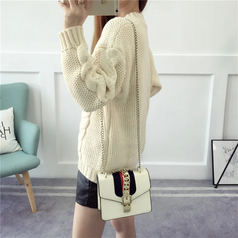 2021 Women Pullover Female Sweater Fashion Autumn Winter Warm Casual Loose Knitted Tops | Женская одежда