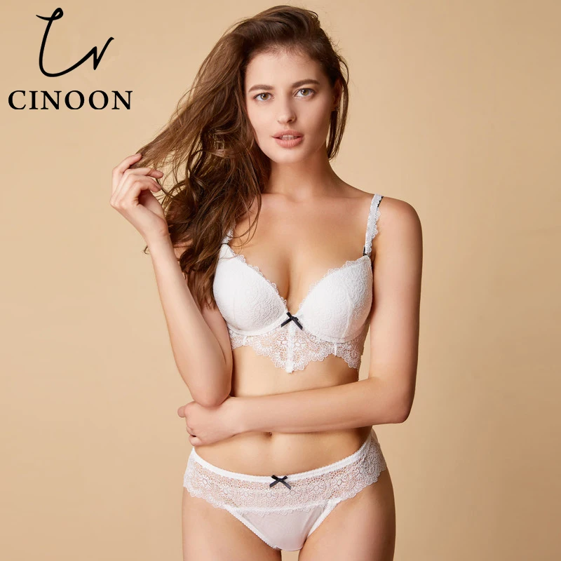CINOON, новинка, сексуальное кружевное нижнее белье, женское, глубокий v-образный вырез, ажурный бант, на широкой стороне, сборный набор бюстгальтеров