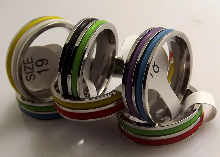 Оптовая продажа 18 шт. разноцветные кольца из нержавеющей стали с