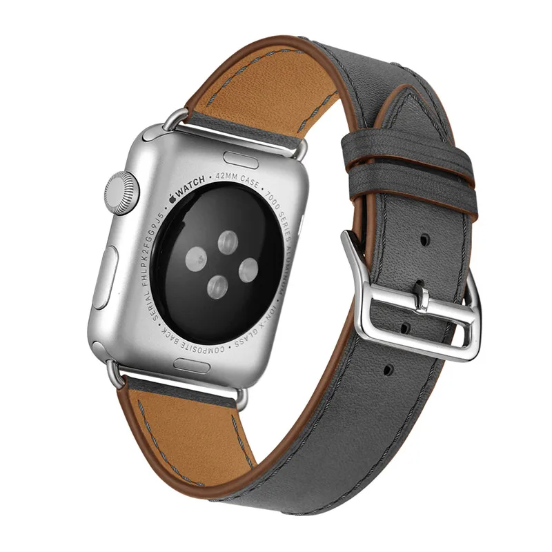 Gray Ремешок из натуральной кожи для Apple Watch 4 Band 40 мм 44 мм спортивный сменный ремешок для iwatch Series 4 3 2 1 Аксессуары для часов 38 42 - Цвет ремешка: Gray