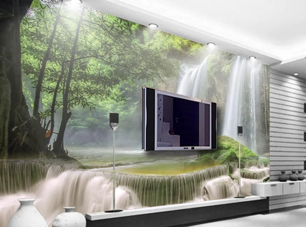 3d красивые новые обои для стен водопад с пейзажем гостиная стен|3d wallpaper murals|wallpaper