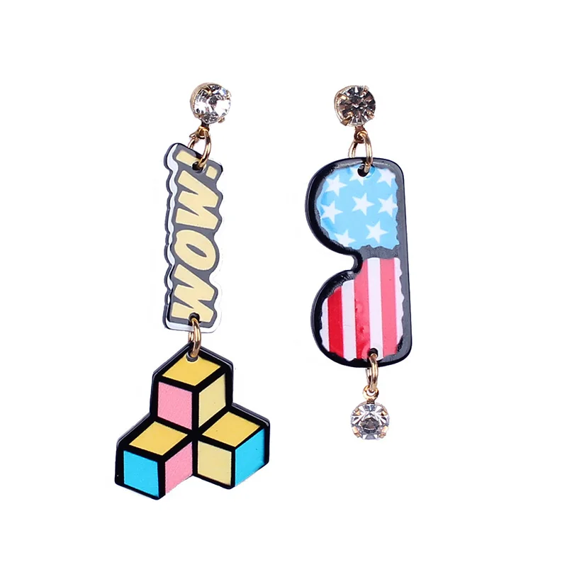 Korean Fashion Creative Earrings Plastic Resin Cute Love Burger Plane Cube Multiple Style Drop Simple Wild Jewelry | Украшения и