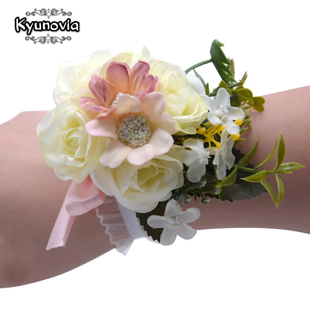 Kyunovia жемчужный корсаж подружки невесты искусственный Шелковый цветок свадебный
