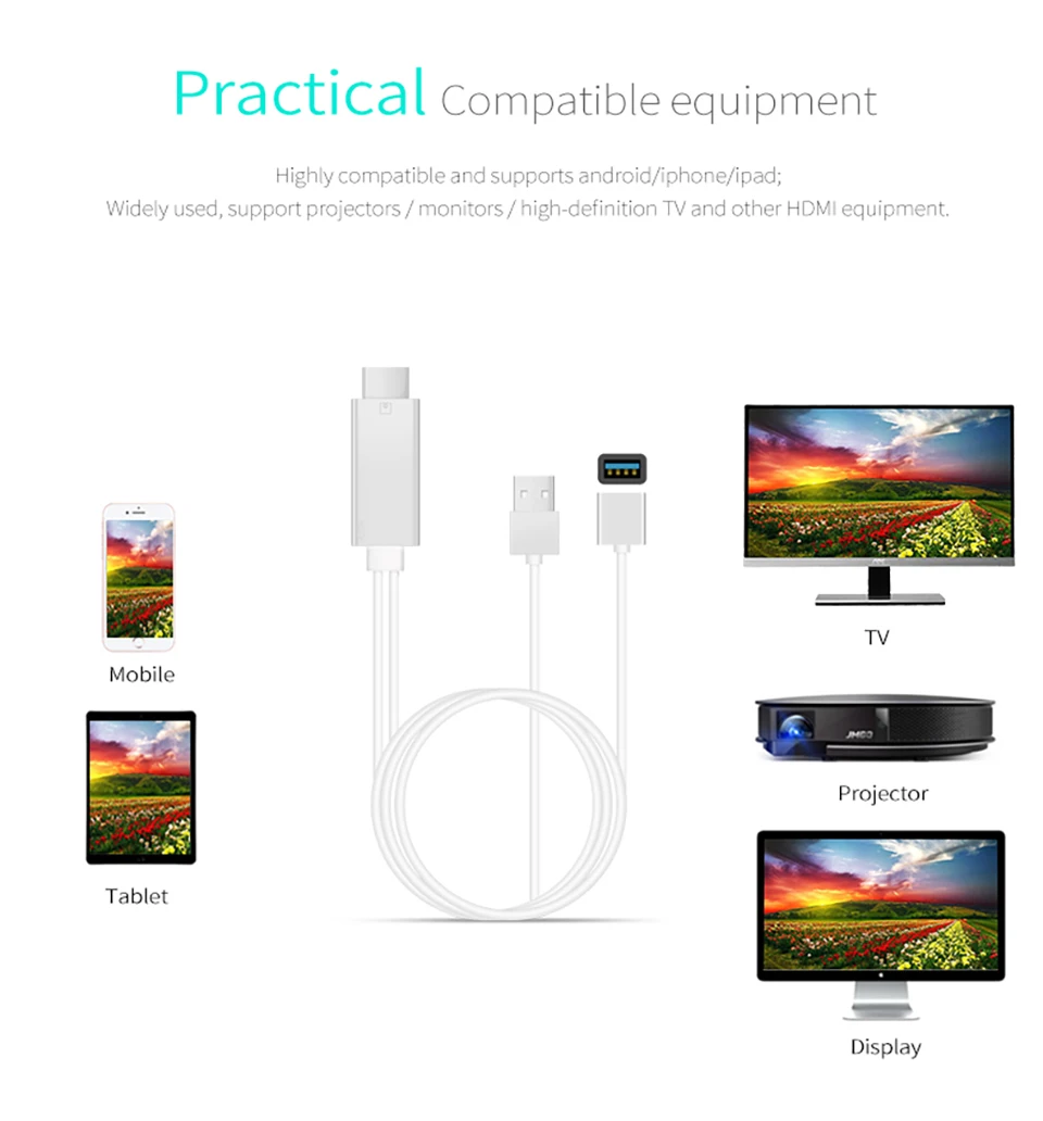 Новый кабель LD6M HDMI HDTV AV адаптер цифровой av к 1080P Full HD для iPhone 7 8 X iPad модель Plug and