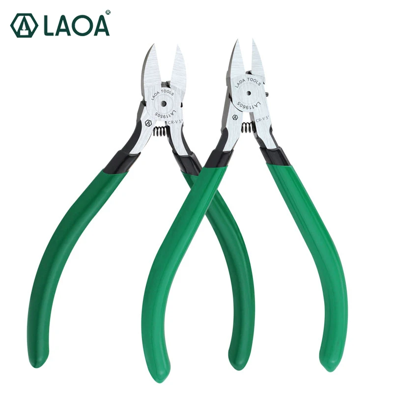LAOA 5 Inch Electrical Scissors Cr-V Diagonal Pliers Iron Wire Copper Wire Cutters With Labor-saved Spring