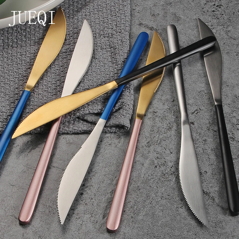 

Stainless Steel Dinnerware Set Knife Scoops Cutlery Set Home Tableware Black Classic Dinner Set Knives Wedding Dining