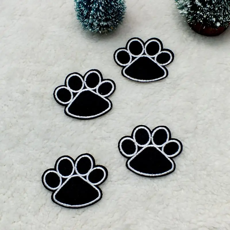 10pcs/set 4.2CM*5.1CM Black dog paw prints Cartoon logo Embroidered Cloth DIY Iron on Patch Applique | Дом и сад