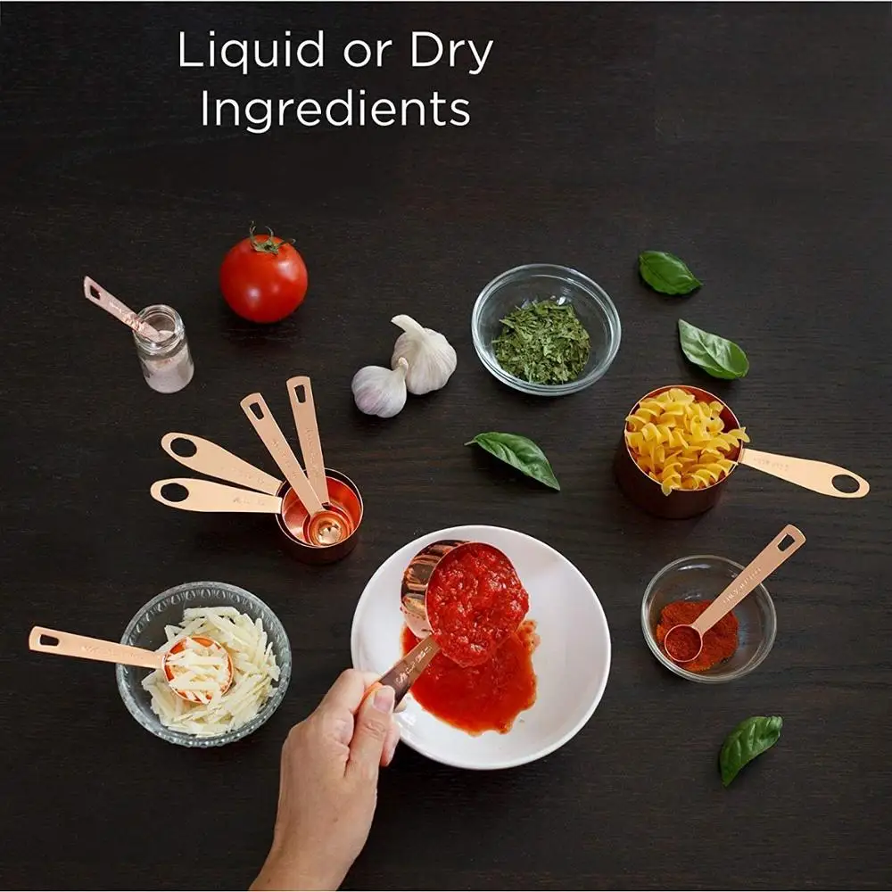 Медные мерные чашки и ложки в граммах набор из 9 деревенских кухонных