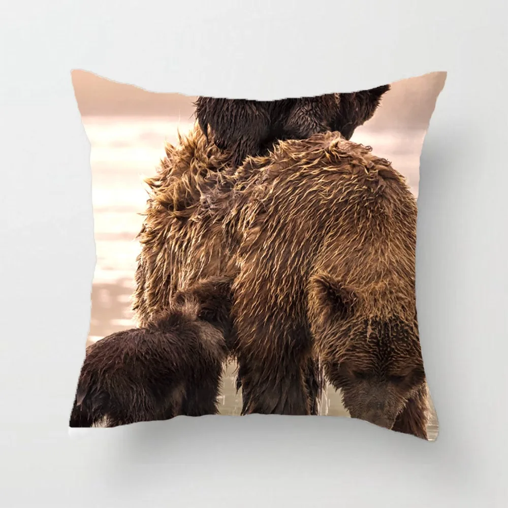 

Brown Bear In Lake Clark National Park Throw Pillow Case Decorative Cushion Cover Pillowcase Customize Gift For Car Sofa Seat
