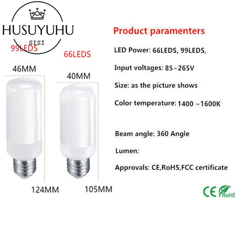 HUSUYUHU SISI светодиодный светильник с новым пламенем, 5 Вт, 9 Вт, AC85-265V, 1400-1600 к, режим третьей передачи, имитационный динамический светильник с пламенем