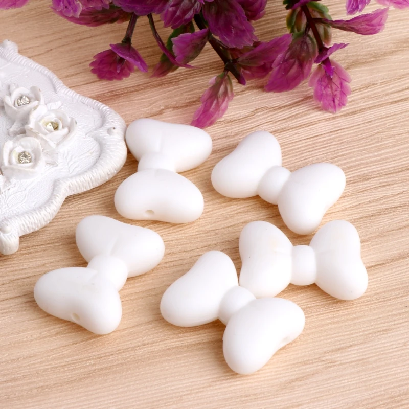 5Pcs Bow Silicone Teething Bead DIY Chew Necklace Pendent Baby Teether Making | Мать и ребенок