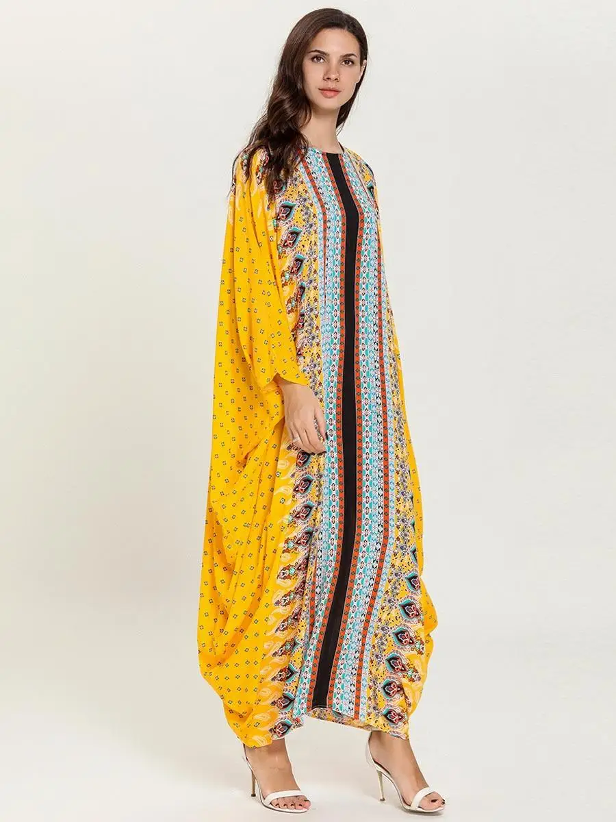 Женское свободное платье с рукавами летучая мышь Boho мусульманская одежда