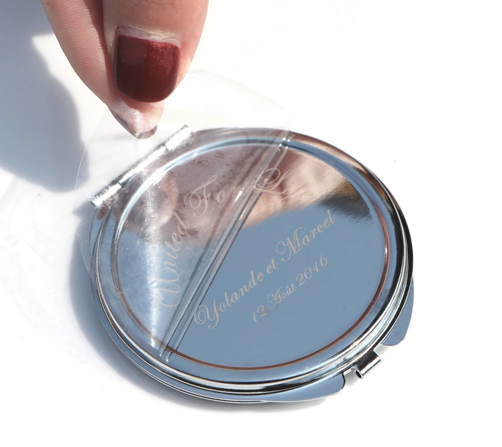 Персонализированное компактное зеркало с бесплатной гравировкой косметическое