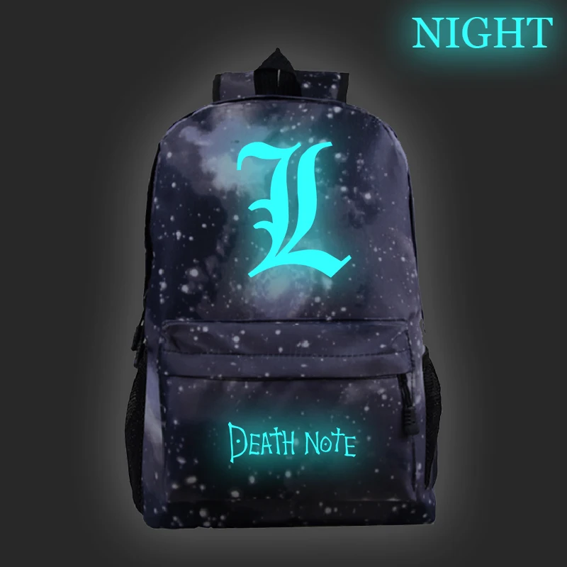 Горячая Распродажа, светящийся школьный рюкзак с надписью "Death Note", рюкзак для ноутбука, рюкзак для мужчин, женщин, мальчиков и девочек, Повседневная книга Mochila