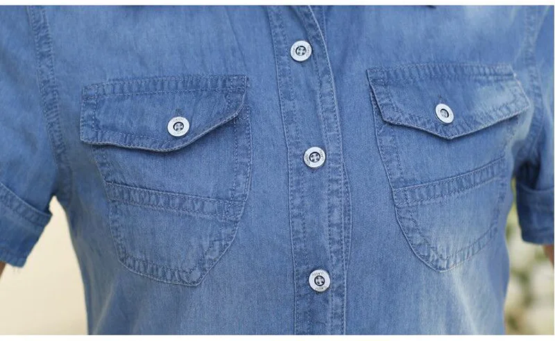 2018 Сексуальная женская верхняя одежда блузка с карманами летняя джинсовая