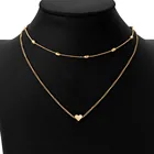 Женское многослойное ожерелье до ключицы, многослойное ожерелье в стиле панк с медными персиковыми сердечками, 2020