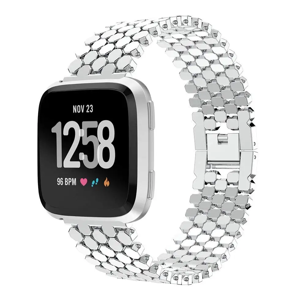 3 цвета из нержавеющей стали ремешок для Fitbit Versa Металлический Ремень Замена