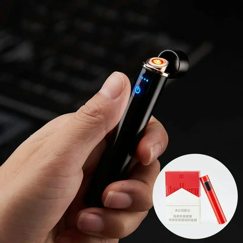 Mini Cigarette Lighter Metal USB Charging Rechargeable Electric Windproof Smoking Gadgets Accessories For Men | Дом и сад