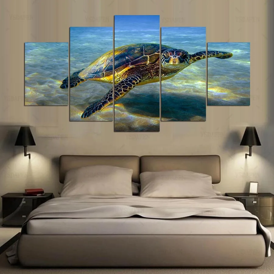 Лидер продаж 5 штук черепахи животных море печатных холст картина Гостиная
