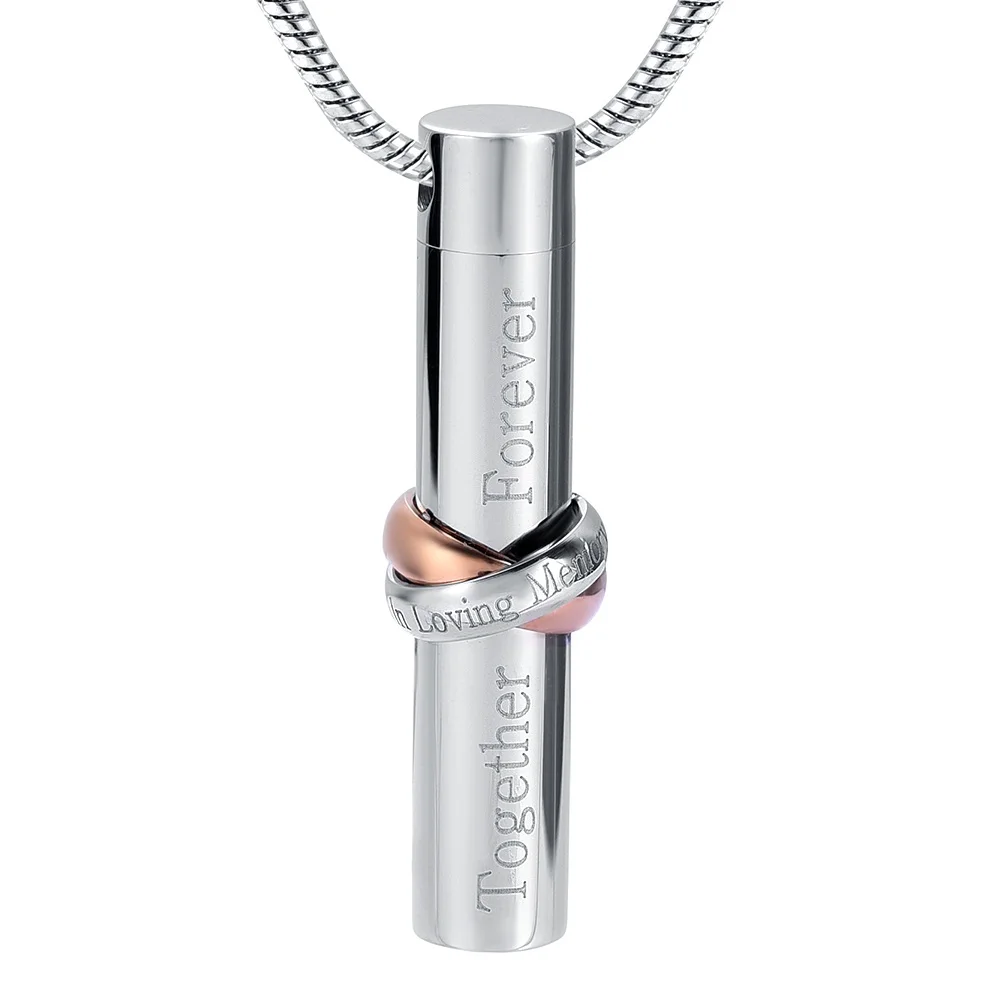 

IJD9944 Together Forever Jewellery Cremation Urn Pendant Ashes Necklace-In Loving Memorial Collar Cylinder Hold Funeral