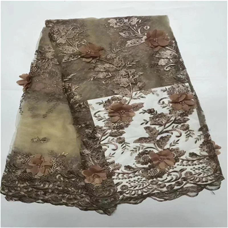 Высокое качество в нигерийском стиле 3d свадебные Кружево Ткань Белый последние