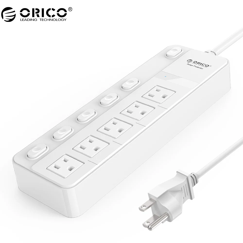 ORICO SPC Силовая розетка переносная лента переходник с 2 usb-портами для зарядки Кнопка питания Управление штепсельной вилкой США - Цвет: 5 AC