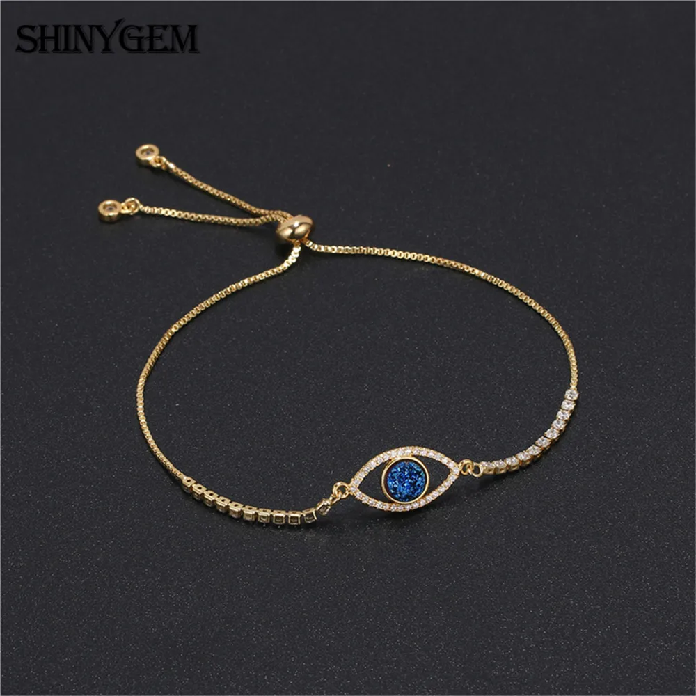 ShinyGem браслеты с кристаллами сглаза нежные инкрустированные Цирконом 24K