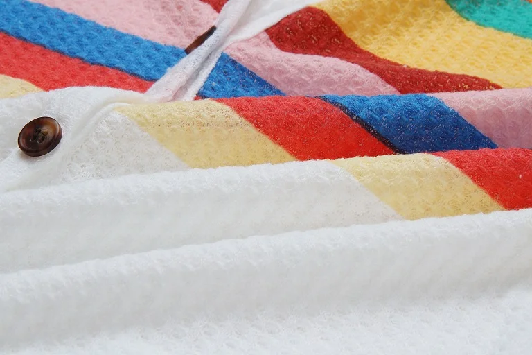 

New women's autumn and winter fashion V-neck striped irregular printed button tie blouse