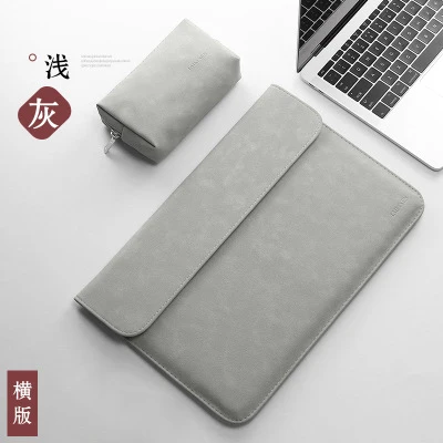 Scrub gray s1 Водонепроницаемый из искусственной кожи для ноутбука сумка для ноутбука 15,6 14 для Macbook Air 13 Чехол Pro 11 12 13,3 15 МАТОВЫЕ пакеты для Xiaomi Mi Тетрадь 13,3 - Цвет: Scrub gray s1