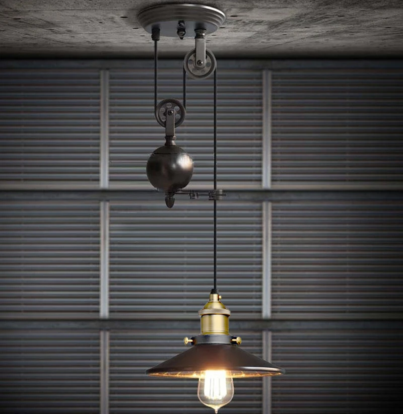 Винтажный подвесной светильник Лофт железный шкив лампа для кухни украшение