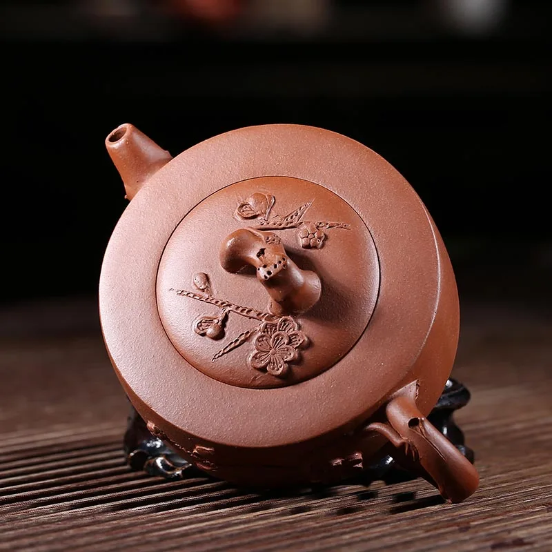 220cc Yixing Фиолетовый Глиняный Чайник ручной работы винтажный узор сырье руды Цин