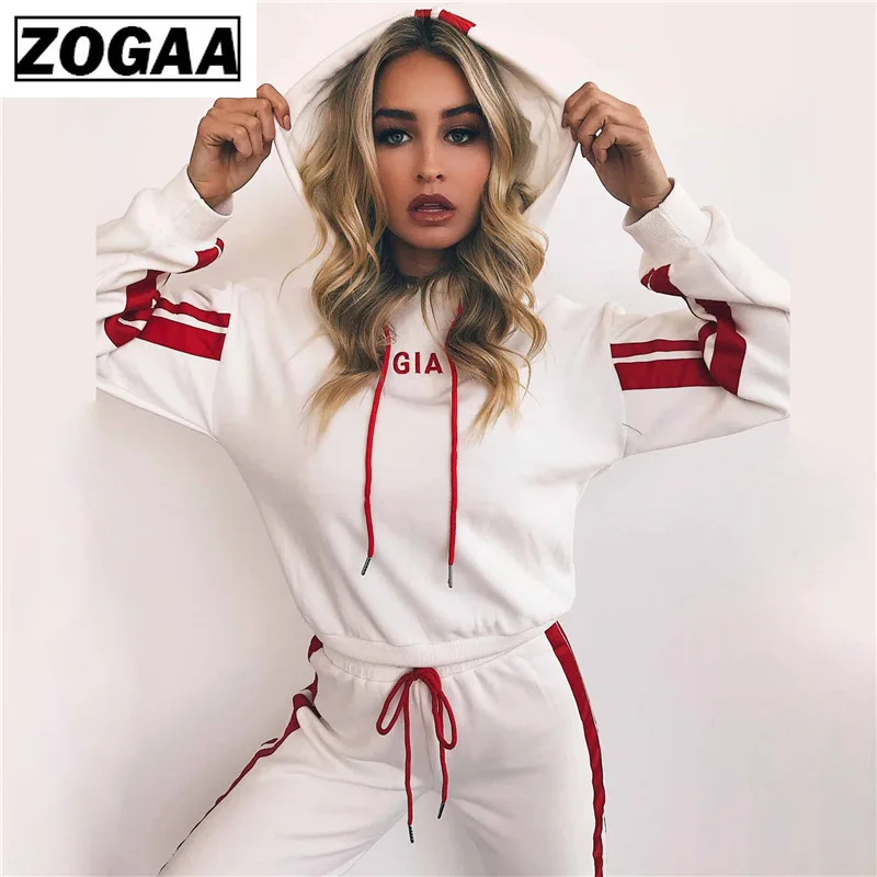 ZOGAA 2019 новинка женский спортивный костюм комплект из 2 предметов повседневная