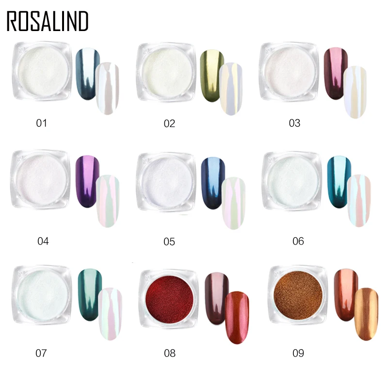 ROSALIND 1 шт. лак для ногтей хромированный пигмент украшение Блеск алюминиевые