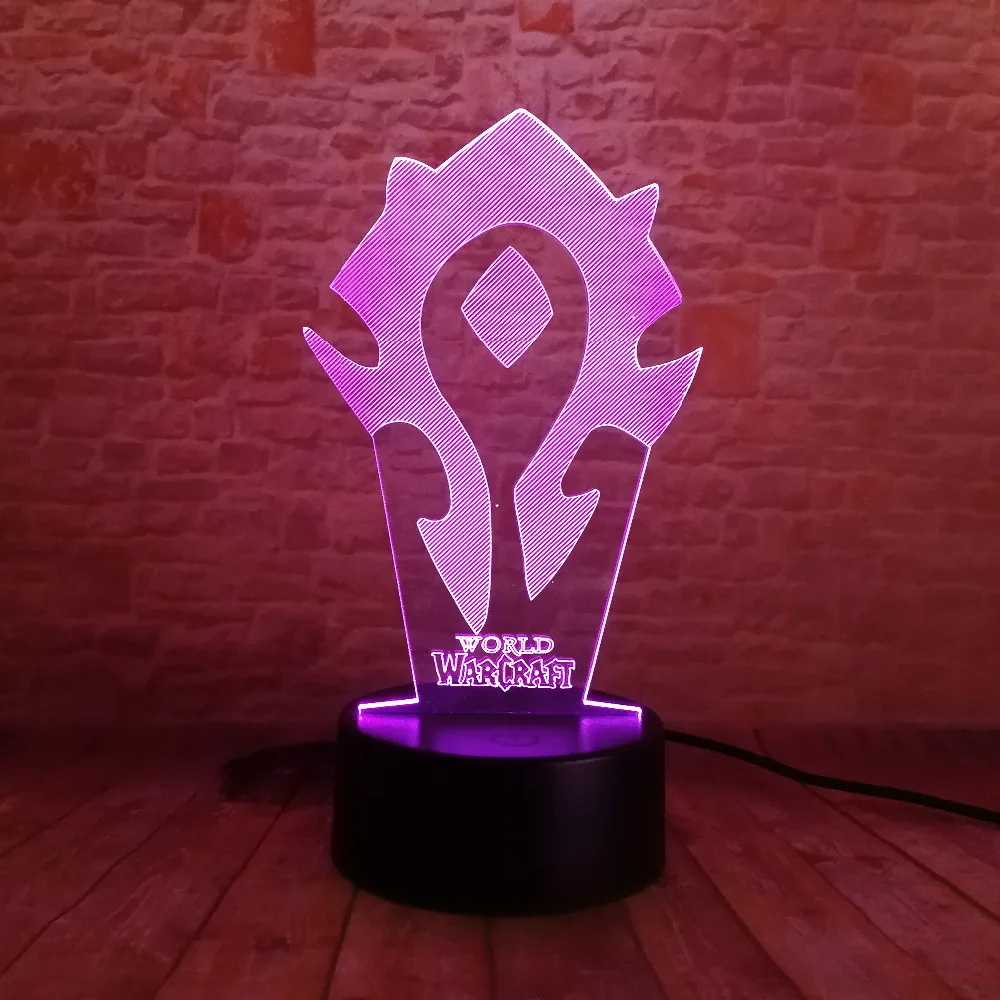 3D иллюзия WOW World of Warcraft племенные знаки 7 цветов Настольный ночсветильник лампа