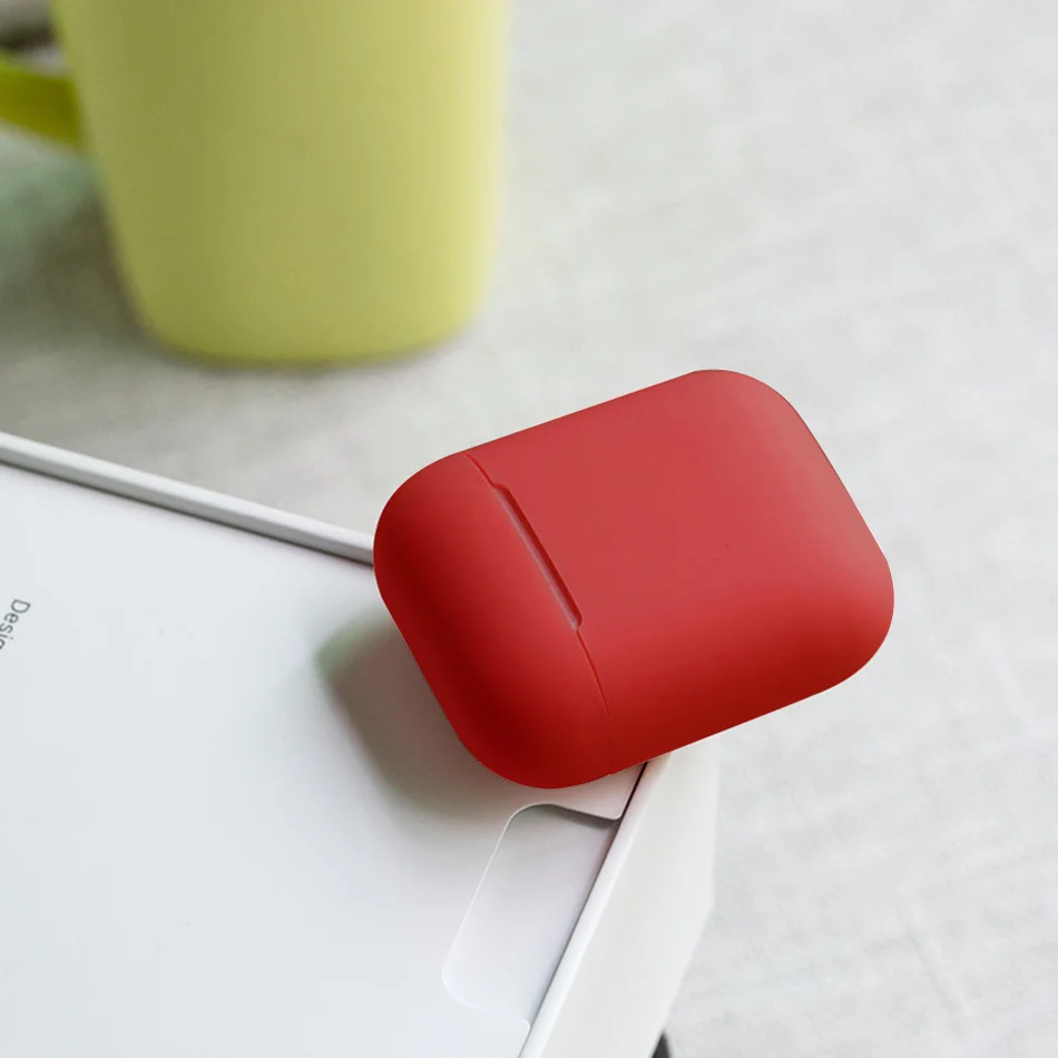 Официальный беспроводной Bluetooth чехол для наушников для Apple Airpods 1 2 Чехол для зарядного устройства для Airpods мягкий силиконовый тонкий Чехол - Цвет: red