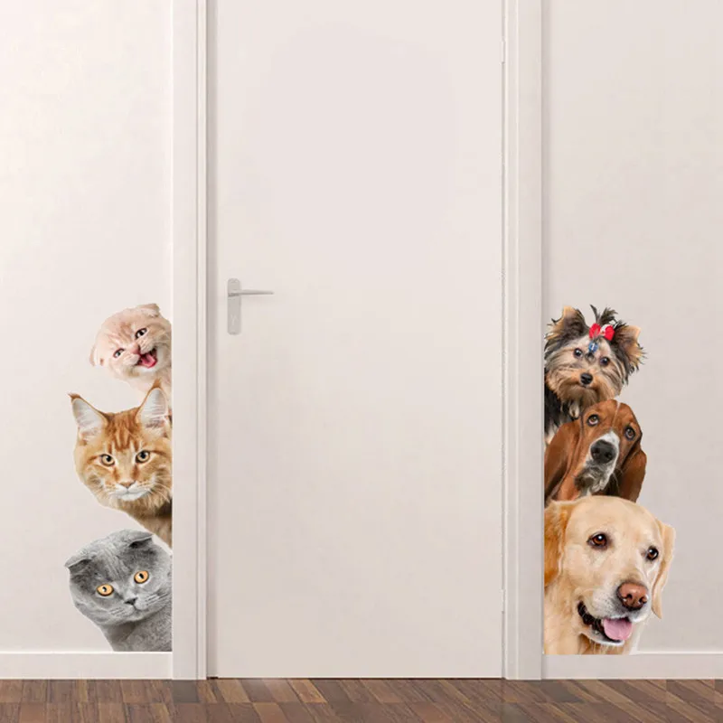 

ZOOYOO собаки кошки 3D Наклейка на стену домашний дверь окно шкаф украшения для детской комнаты домашний декор Мультяшные животные художествен...