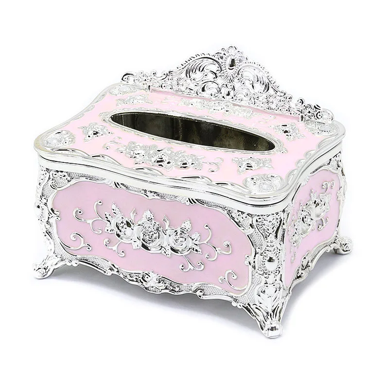 E Silver pink Элегантный Золотой Шикарный чехол-держатель для салфеток, украшение отеля, европейский стиль, ретро, картонная коробка, креативная Бытовая Водонепроницаемая коробка для салфеток - Цвет: E Silver pink
